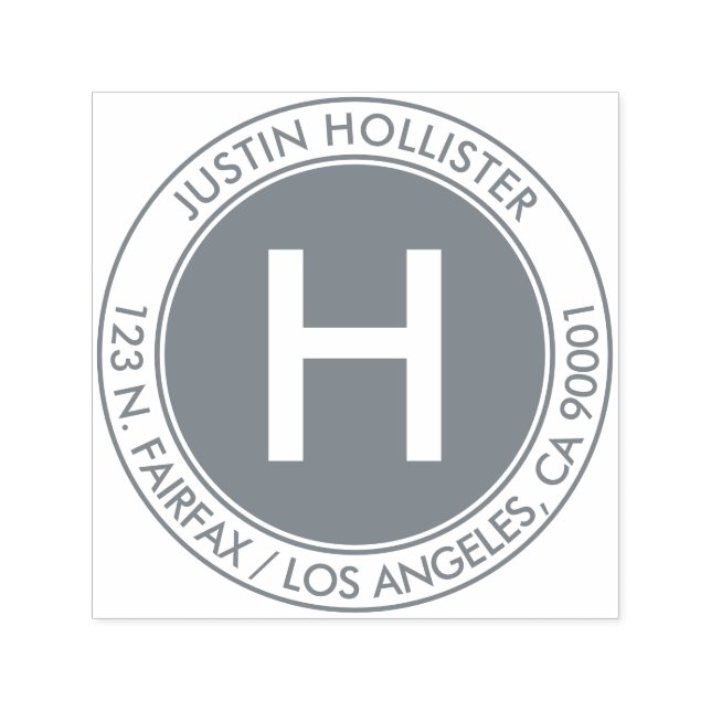 Enkel Adress & inledande monogram #2 Självfärgande Stämpel (Design)