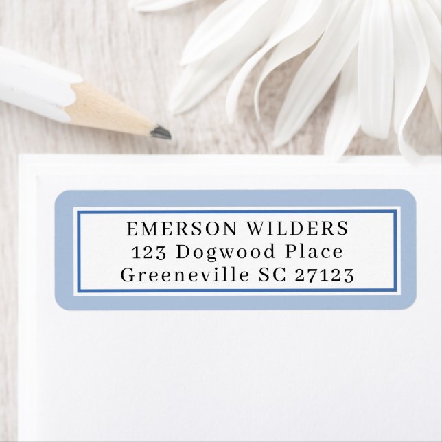 Enkel adressetikett för Himlar Blue and White Retu Returadress Etikett (Insitu)