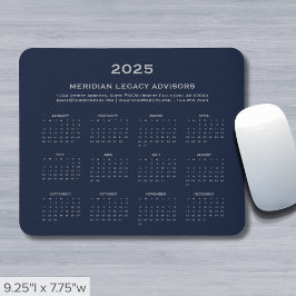 Enkel affärskalender för 2025 musmatta