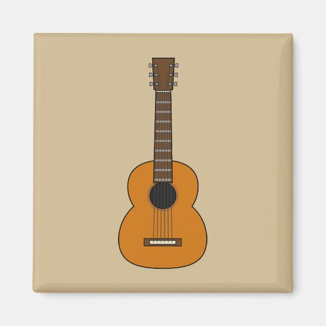 Enkel akustisk gitarr-Tecknad Magnet (Framsidan)