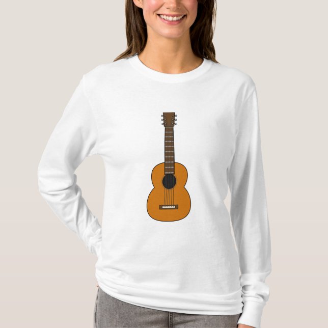 Enkel akustisk gitarr-Tecknad T Shirt (Framsida)