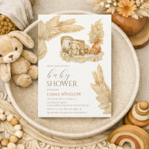 Enkel akvarell Boho Baby Shower-inbjudan