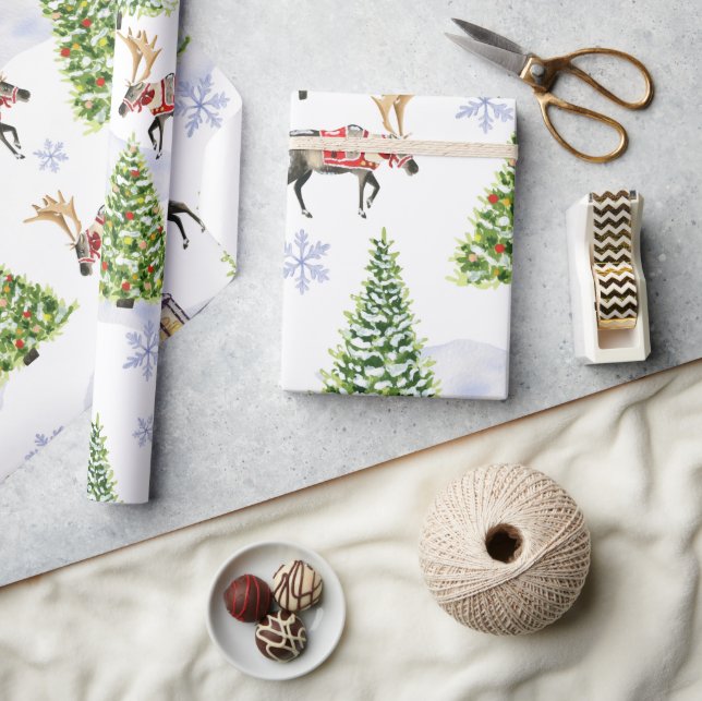 Enkel akvarell Boho julren träd Presentpapper (Hantverk)