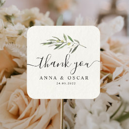 Enkel akvarell Olivgrön Gren Fyrkantigt Klistermärke