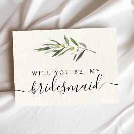 Enkel akvarell Olivgrön gren Inbjudan Vykort