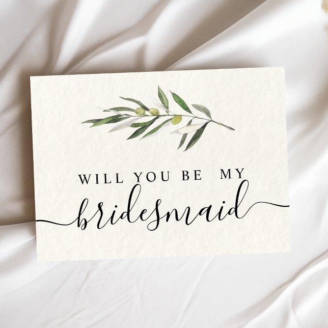 Enkel akvarell Olivgrön Kvists Inbjudan Vykort (Skapare uppladdad)