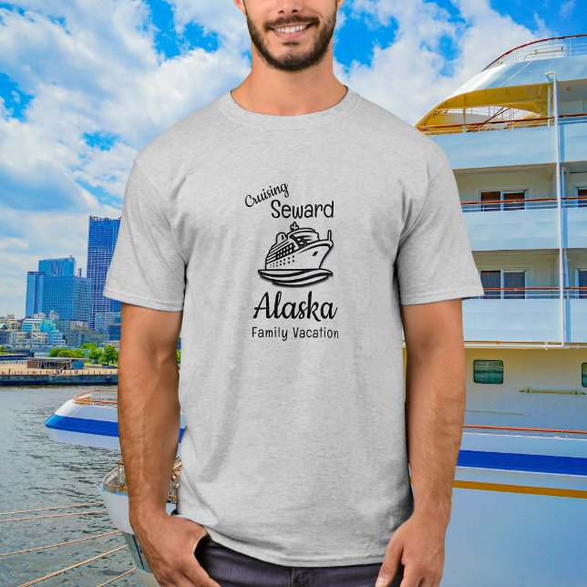 Enkel Alaska Familjesemester T-Shirt Personlig (Personalize for couples or Family Cruise Vacation)