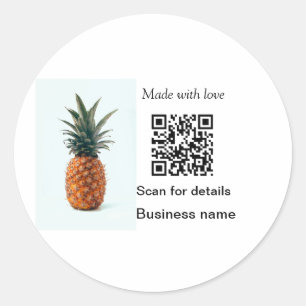 Enkel ananas frukt mat q r kod företagsdetalj runt klistermärke