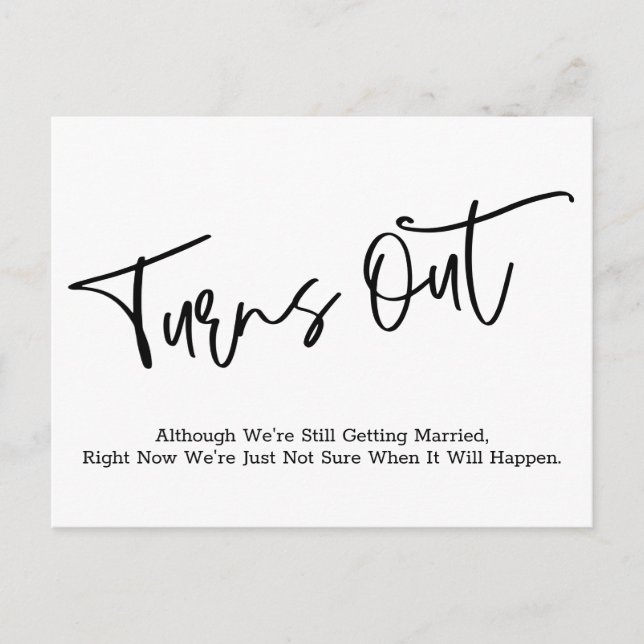 Enkel anmälan om uppskjuten Avslappnad i Bröllop Vykort (Framsida)