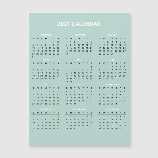 Enkel ännu Elegant 2020-kalender | Magnetkort (Framsida)