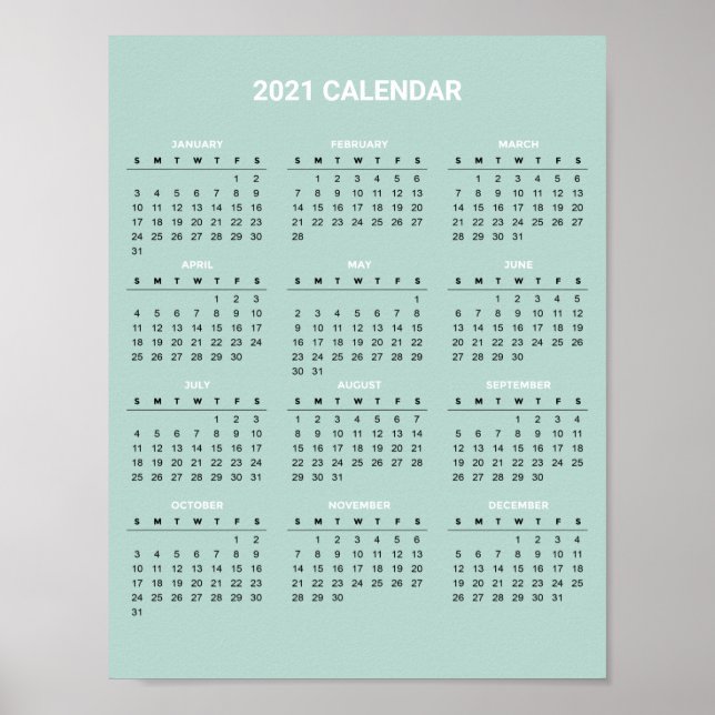 Enkel ännu Elegant 2020-kalender | POSTER (Framsidan)