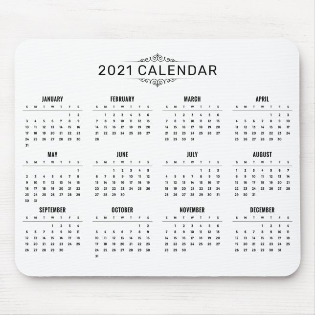 Enkel ännu Elegant 2021-kalender | Mousepad Musmatta (Framsidan)