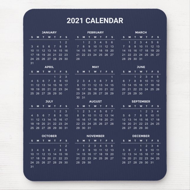 Enkel ännu Elegant 2021-kalender | Mousepad Musmatta (Framsidan)