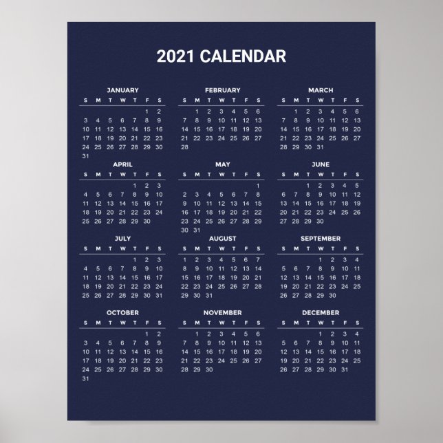 Enkel ännu Elegant 2021-kalender | POSTER (Framsidan)