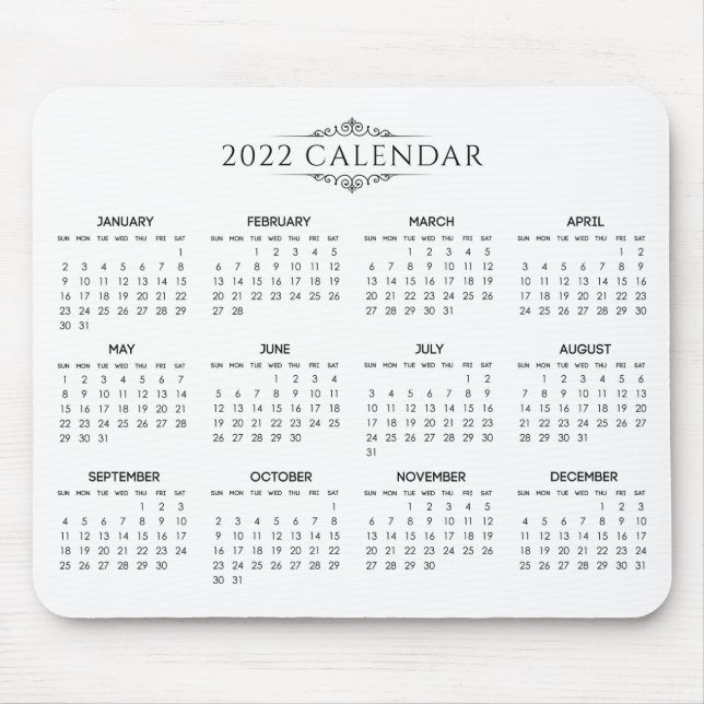 Enkel ännu Elegant 2022-kalender | Mousepad Musmatta (Framsidan)