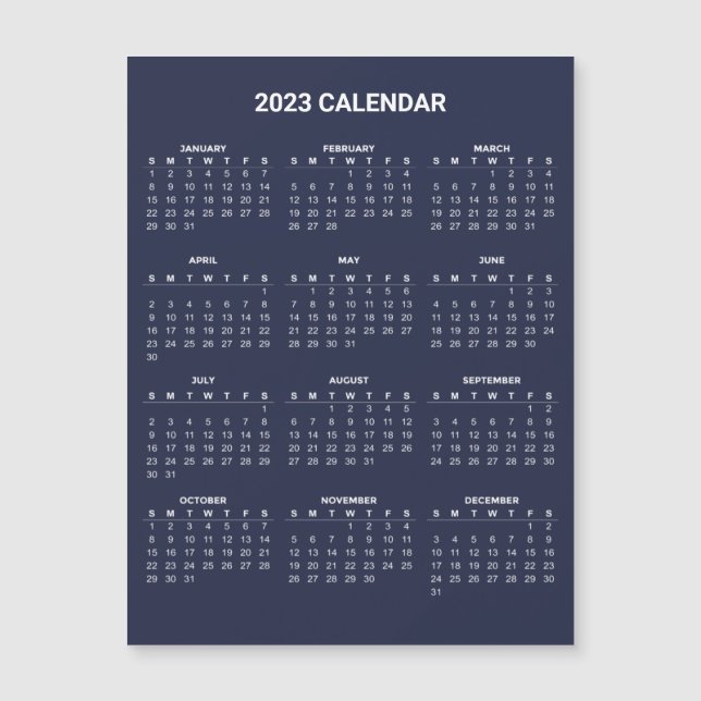 Enkel ännu Elegant 2023-kalender | Magnetkort (Framsida)
