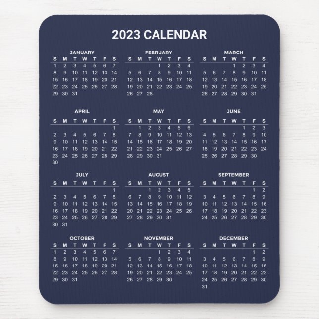 Enkel ännu Elegant 2023-kalender | Mousepad Musmatta (Framsidan)