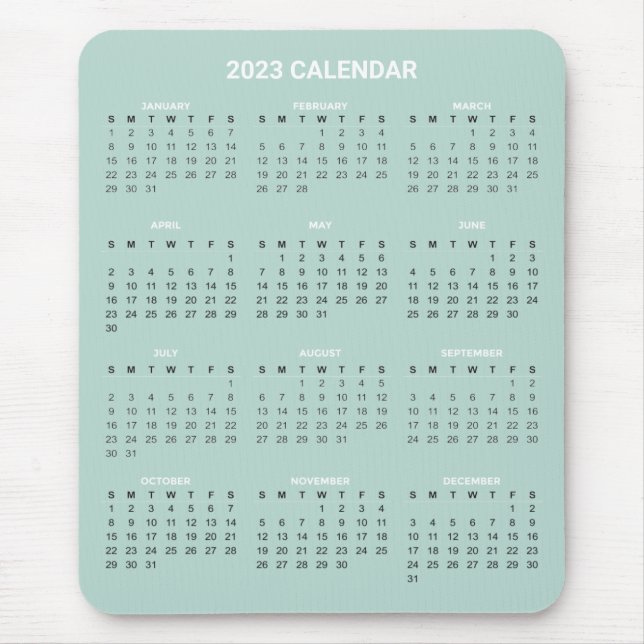 Enkel ännu Elegant 2023-kalender | Mousepad Musmatta (Framsidan)