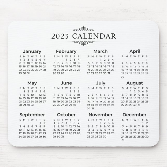 Enkel ännu Elegant 2023-kalender | Mousepad Musmatta (Framsidan)