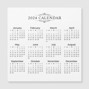 Enkel ännu Elegant 2024-kalender   Magnetkort
