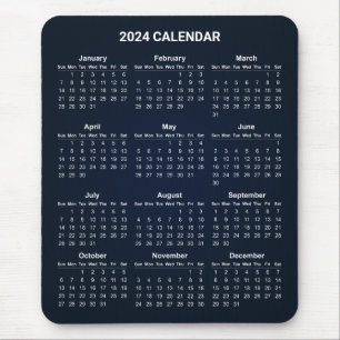Enkel ännu Elegant 2024-kalender Mousepad Musmatta