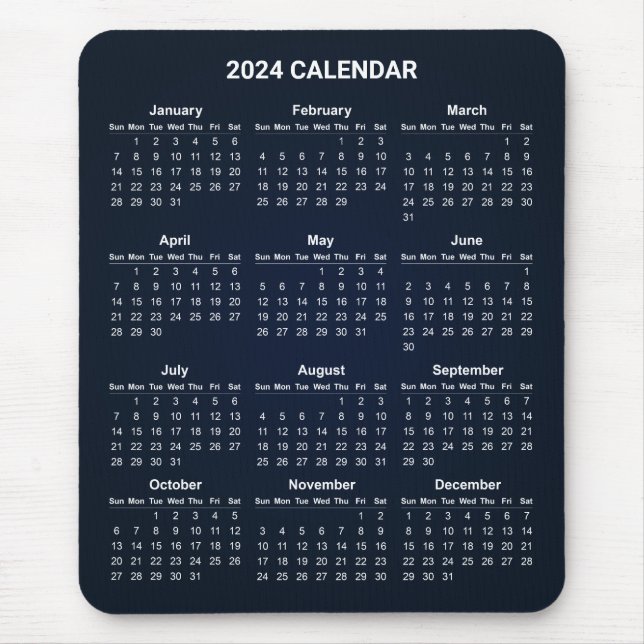 Enkel ännu Elegant 2024-kalender | Mousepad Musmatta (Framsidan)