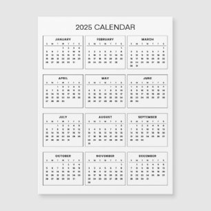 Enkel ännu Elegant 2025-kalender Magnetkort