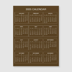 Enkel ännu Elegant 2025-kalender   Magnetkort
