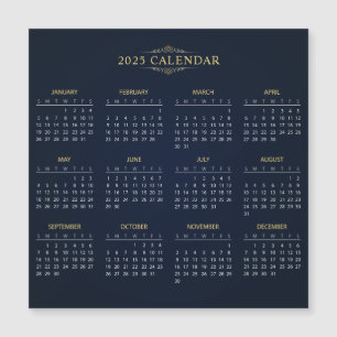 Enkel ännu Elegant 2025-kalender   Magnetkort