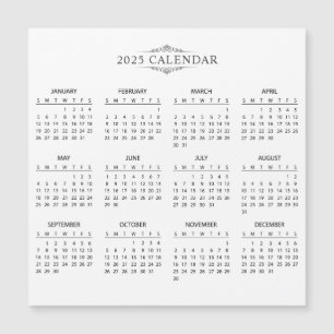 Enkel ännu Elegant 2025-kalender   Magnetkort