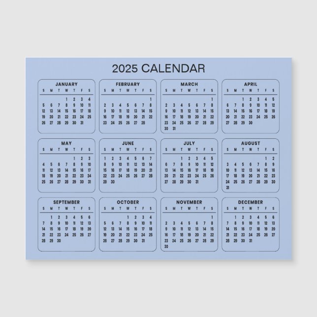 Enkel ännu Elegant 2025-kalender | Magnetkort (Framsida)