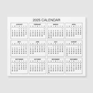 Enkel ännu Elegant 2025-kalender Magnetkort