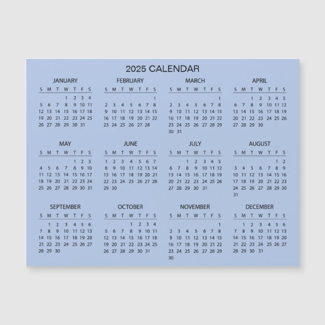Enkel ännu Elegant 2025-kalender | Magnetkort (Framsida)