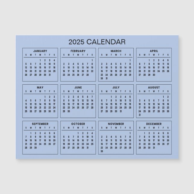 Enkel ännu Elegant 2025-kalender | Magnetkort (Framsida)