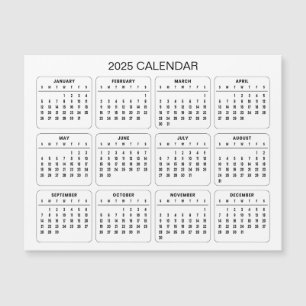 Enkel ännu Elegant 2025-kalender Magnetkort