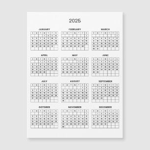 Enkel ännu Elegant 2025-kalender   Magnetkort