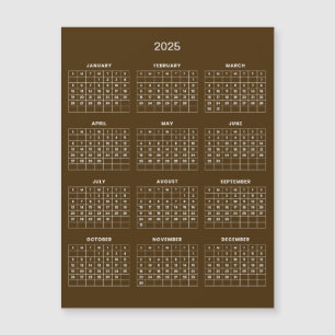 Enkel ännu Elegant 2025-kalender   Magnetkort