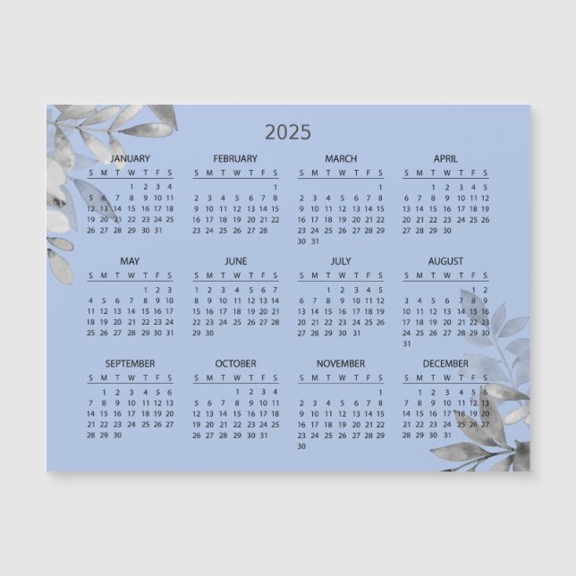 Enkel ännu Elegant 2025-kalender | Magnetkort (Framsida)
