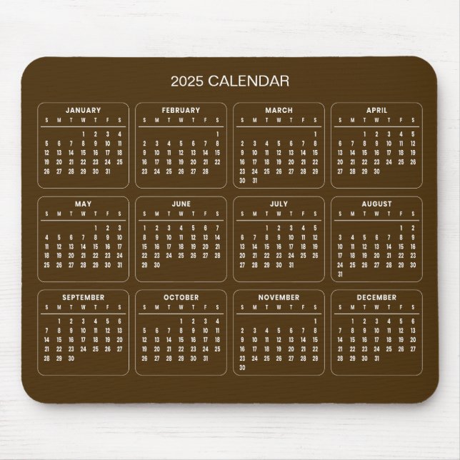 Enkel ännu Elegant 2025-kalender | Mousepad Musmatta (Framsidan)