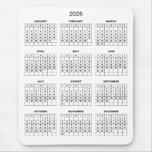 Enkel ännu Elegant 2025-kalender Mousepad Musmatta