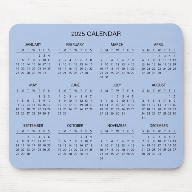 Enkel ännu Elegant 2025-kalender | Mousepad Musmatta (Framsidan)