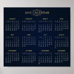 Enkel ännu Elegant 2025-kalender   Poster