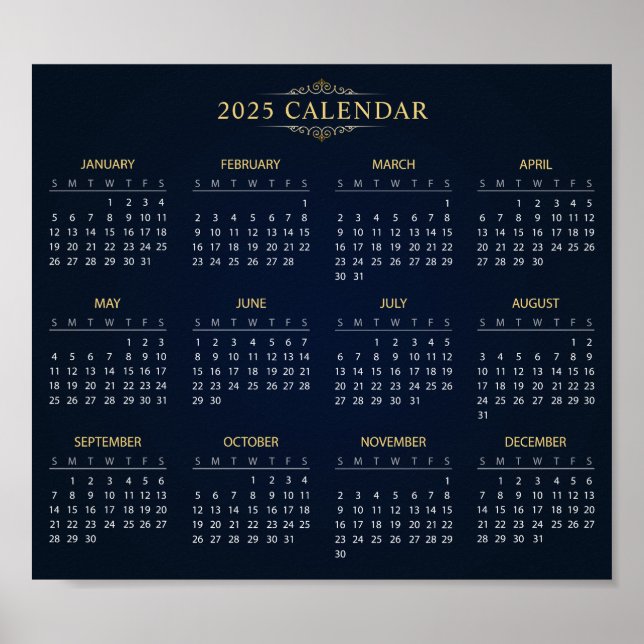 Enkel ännu Elegant 2025-kalender | Poster (Framsidan)