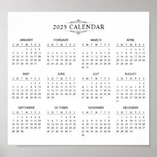 Enkel ännu Elegant 2025-kalender   Poster
