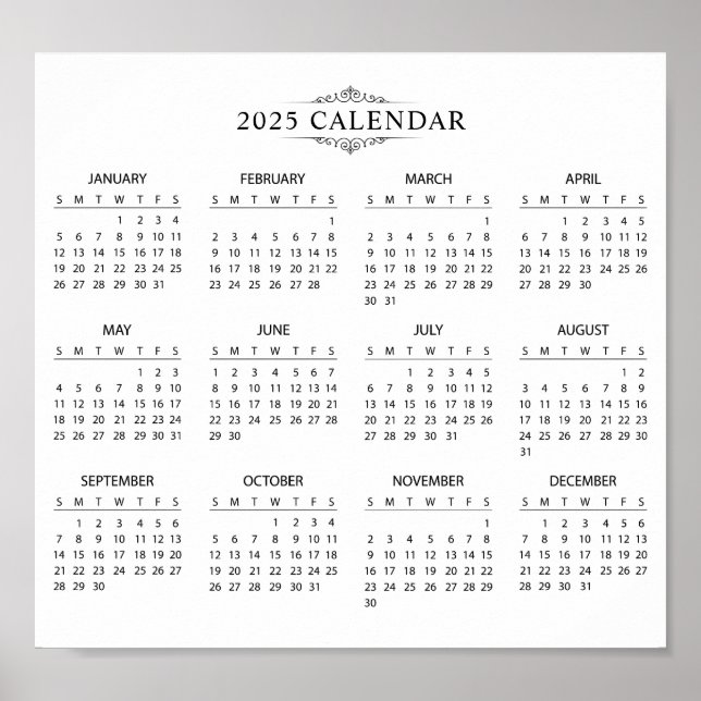 Enkel ännu Elegant 2025-kalender | Poster (Framsidan)