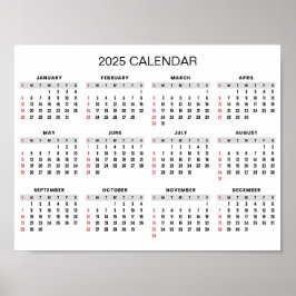 Enkel ännu Elegant 2025-kalender | Poster
