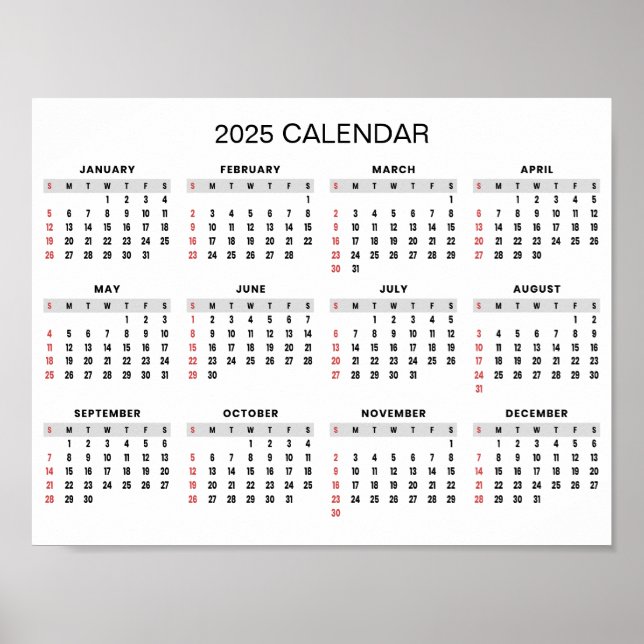 Enkel ännu Elegant 2025-kalender | Poster (Framsidan)