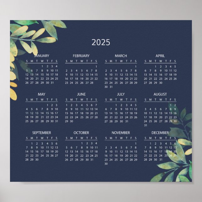 Enkel ännu Elegant 2025-kalender | Poster (Framsidan)