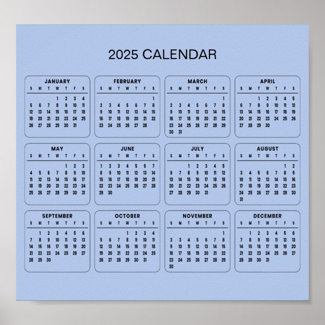 Enkel ännu Elegant 2025-kalender | Poster (Framsidan)