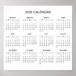 Enkel ännu Elegant 2025-kalender | Poster